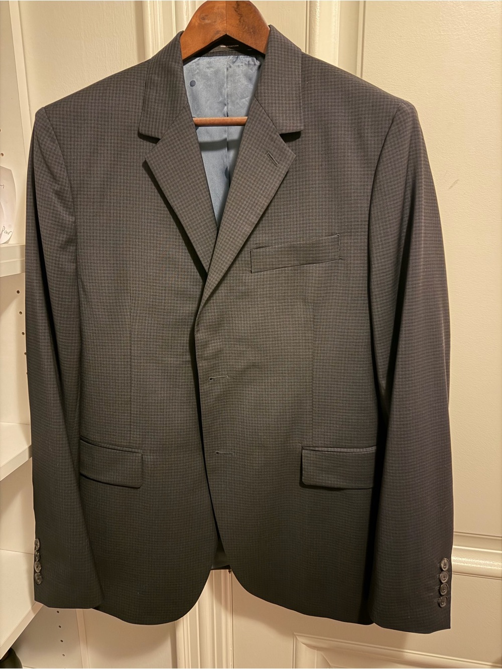 Paul Smith Men's Dark Blue Micro-Check Blazer